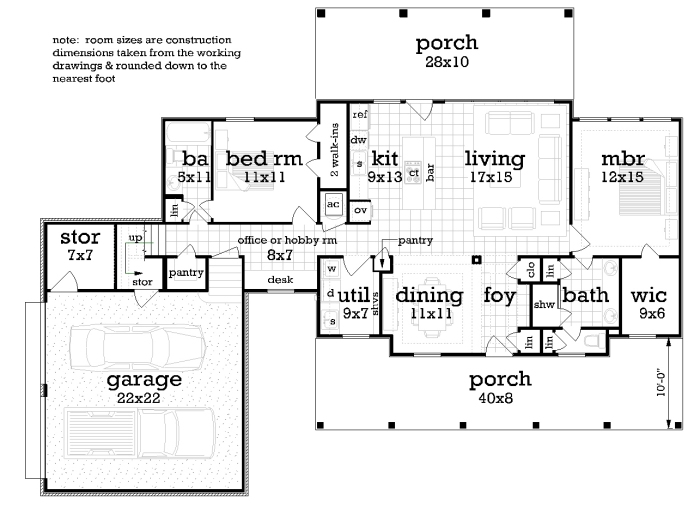 Main Level Floor Plan image of Palmdale - 1724 House Plan